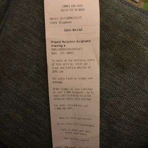 Receipt for shipping boots